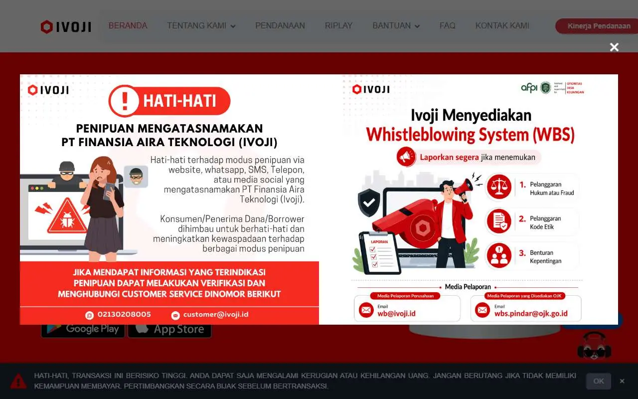 Tampilan website resmi Ivoji (ivoji.id)