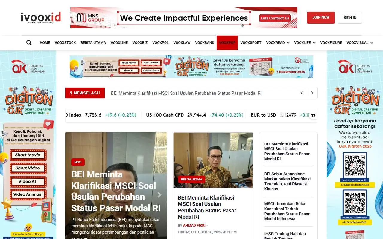 Tampilan website resmi Ivoox (ivoox.id)