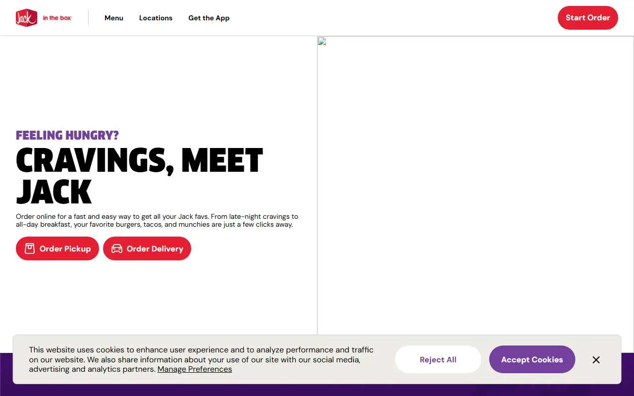 Tampilan website resmi Jack in the Box (jackinthebox.com)