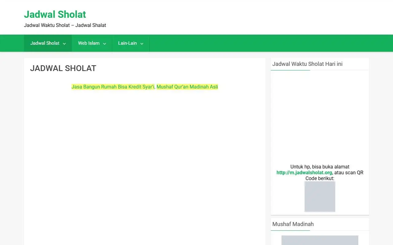 Tampilan website resmi Jadwal Sholat (jadwalsholat.org)