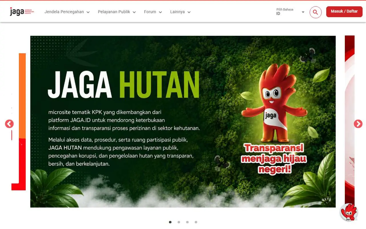 Tampilan website resmi JAGA KPK (jaga.id)
