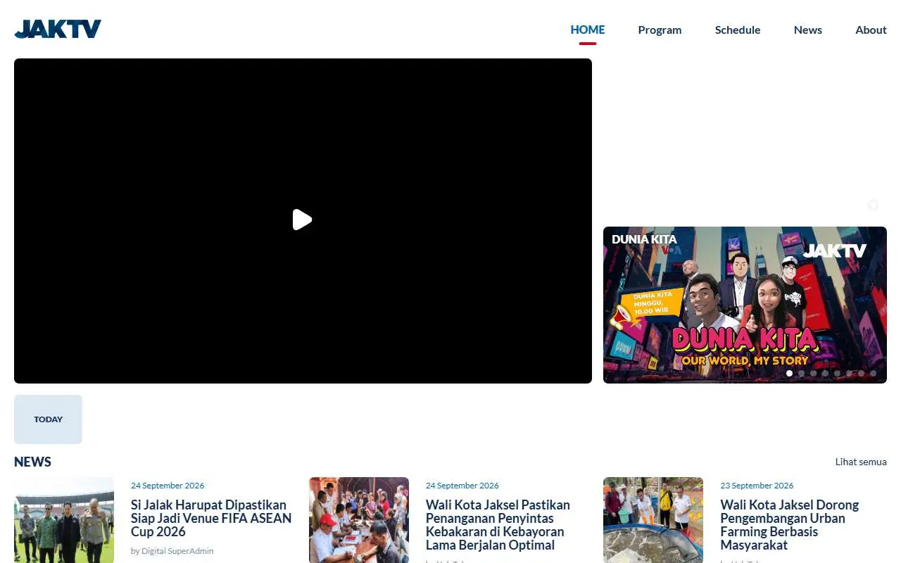 Tampilan website resmi Jak TV (jak-tv.com)