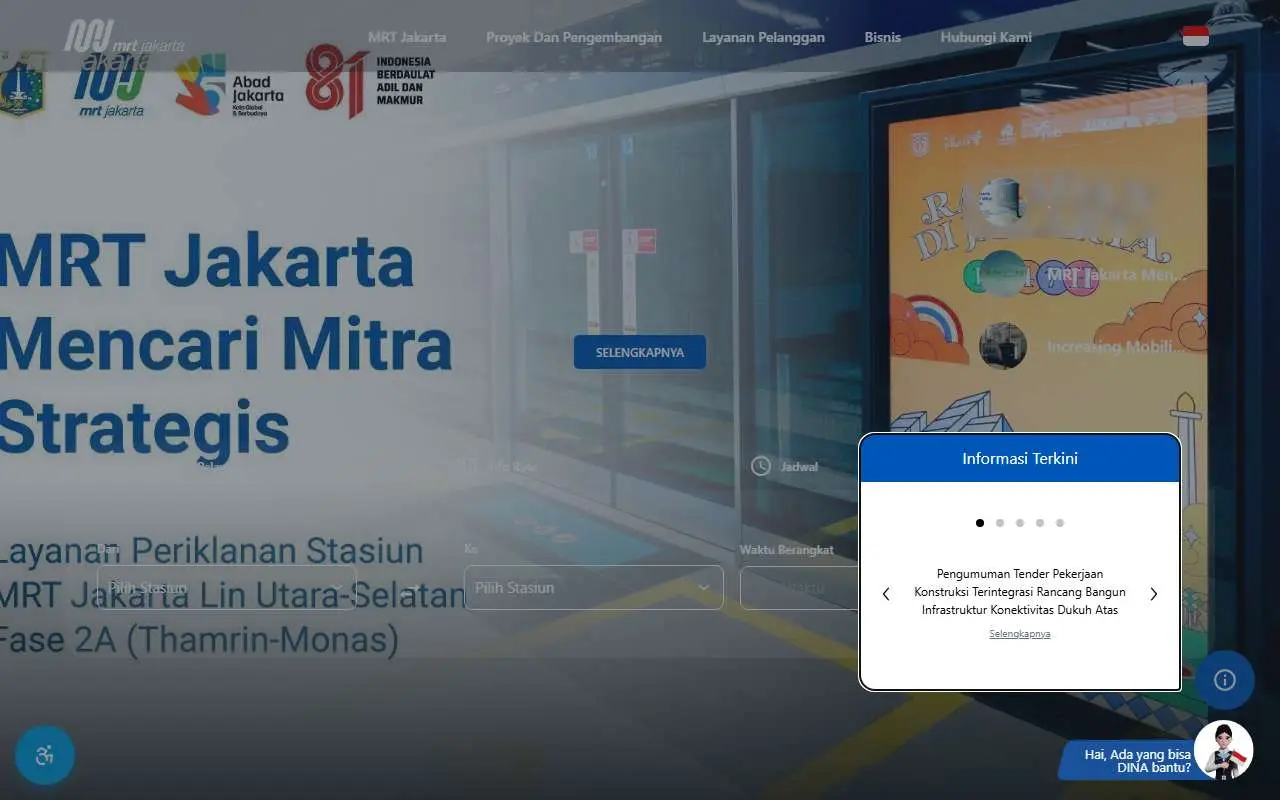 Tampilan website resmi MRT Jakarta (jakartamrt.co.id)