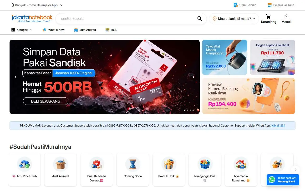 Tampilan website resmi Jakartanotebook (jakartanotebook.com)