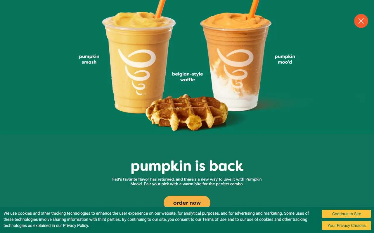 Tampilan website resmi Jamba Juice (jamba.com)