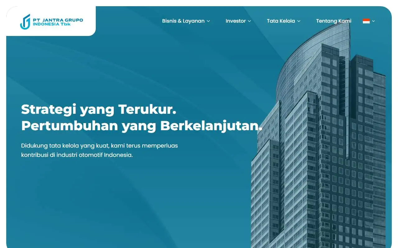 Tampilan website resmi Jantra Grupo Indonesia (jantragrupoindonesia.com)