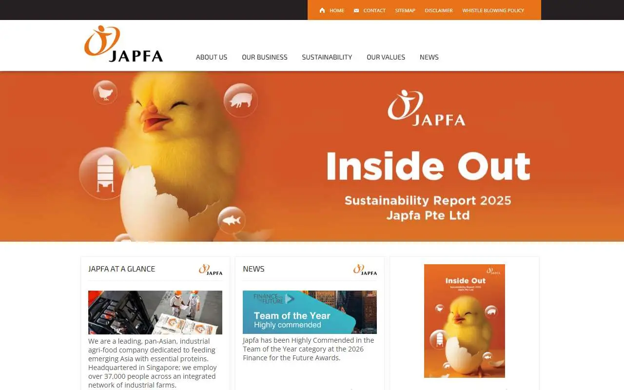 Tampilan website resmi Japfa (japfa.com)