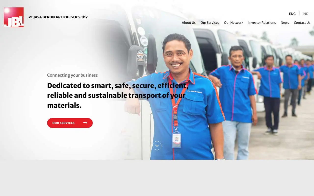 Tampilan website resmi Jasa Berdikari Logistics (jasaberdikari.co.id)