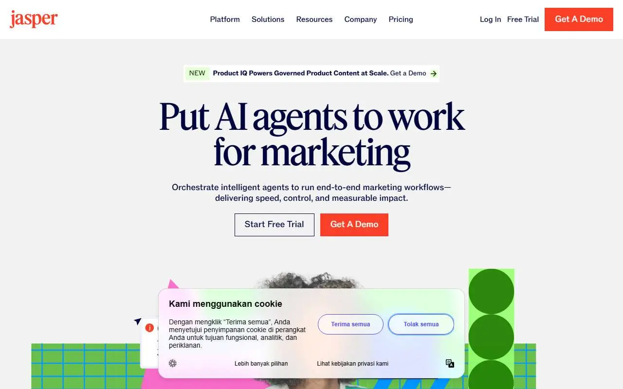Tampilan website resmi Jasper (jasper.ai)