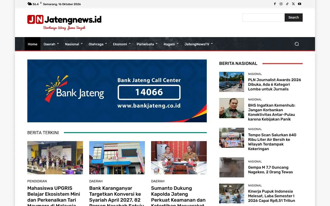 Tampilan website resmi Jatengnews (jatengnews.id)