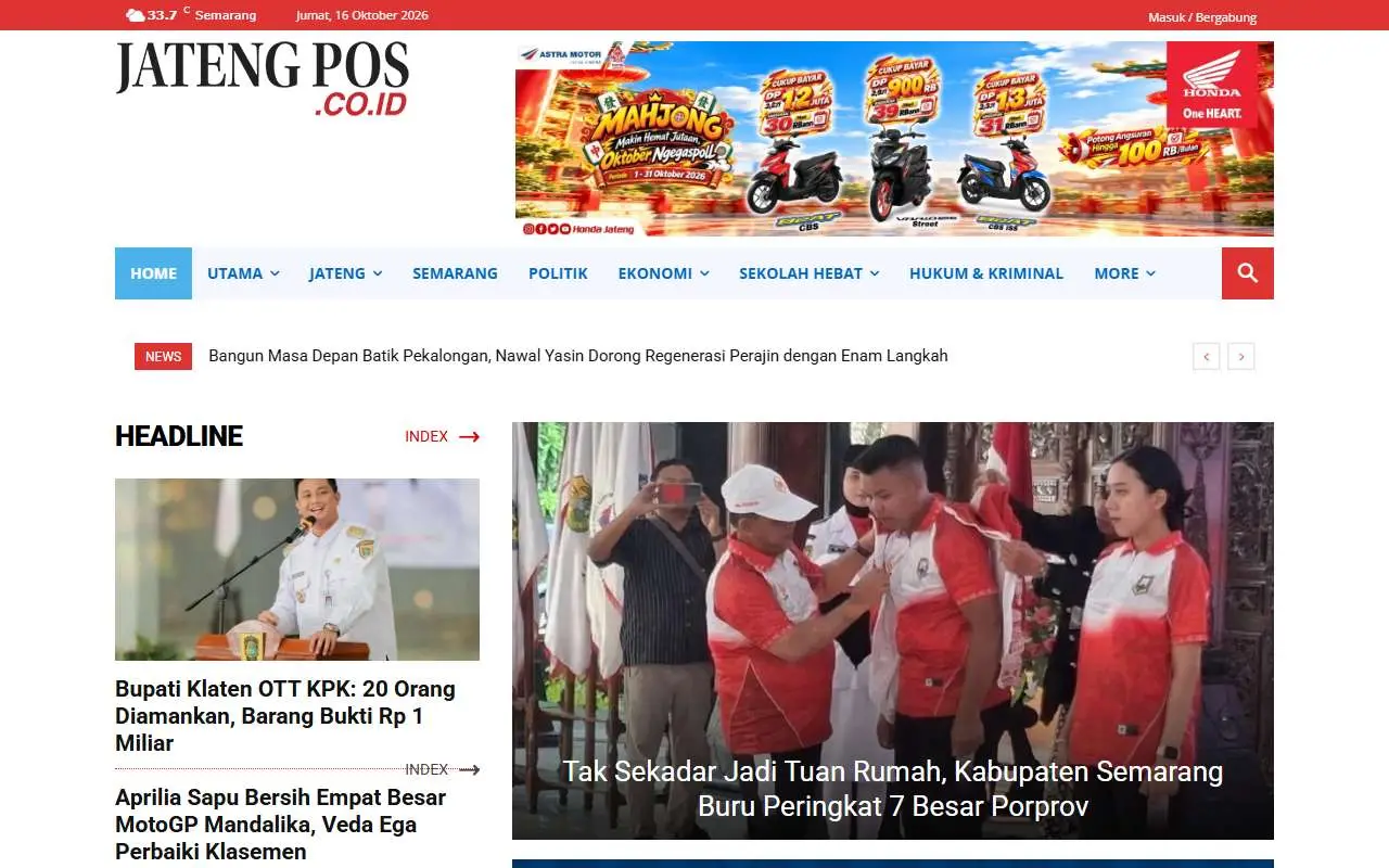 Tampilan website resmi Jatengpos (jatengpos.co.id)