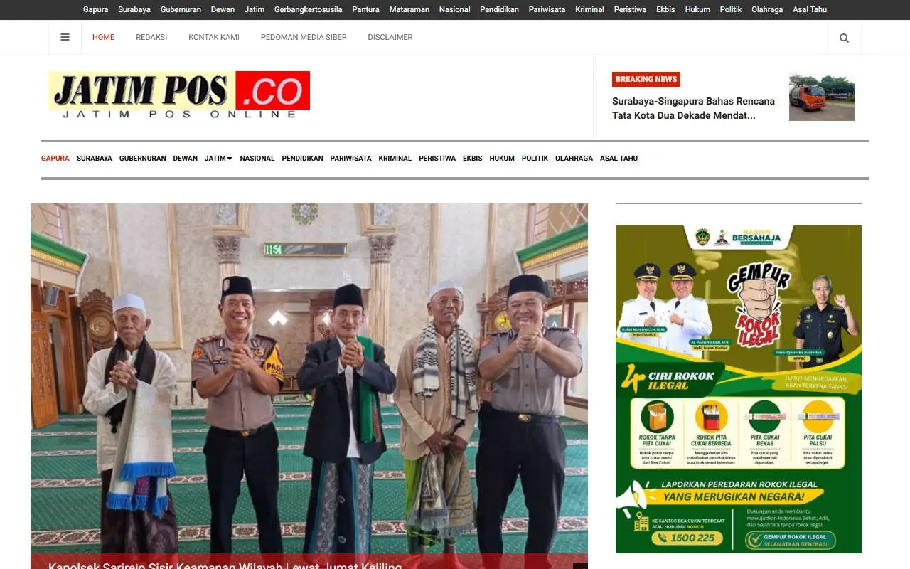 Tampilan website resmi Jatimpos (jatimpos.co)