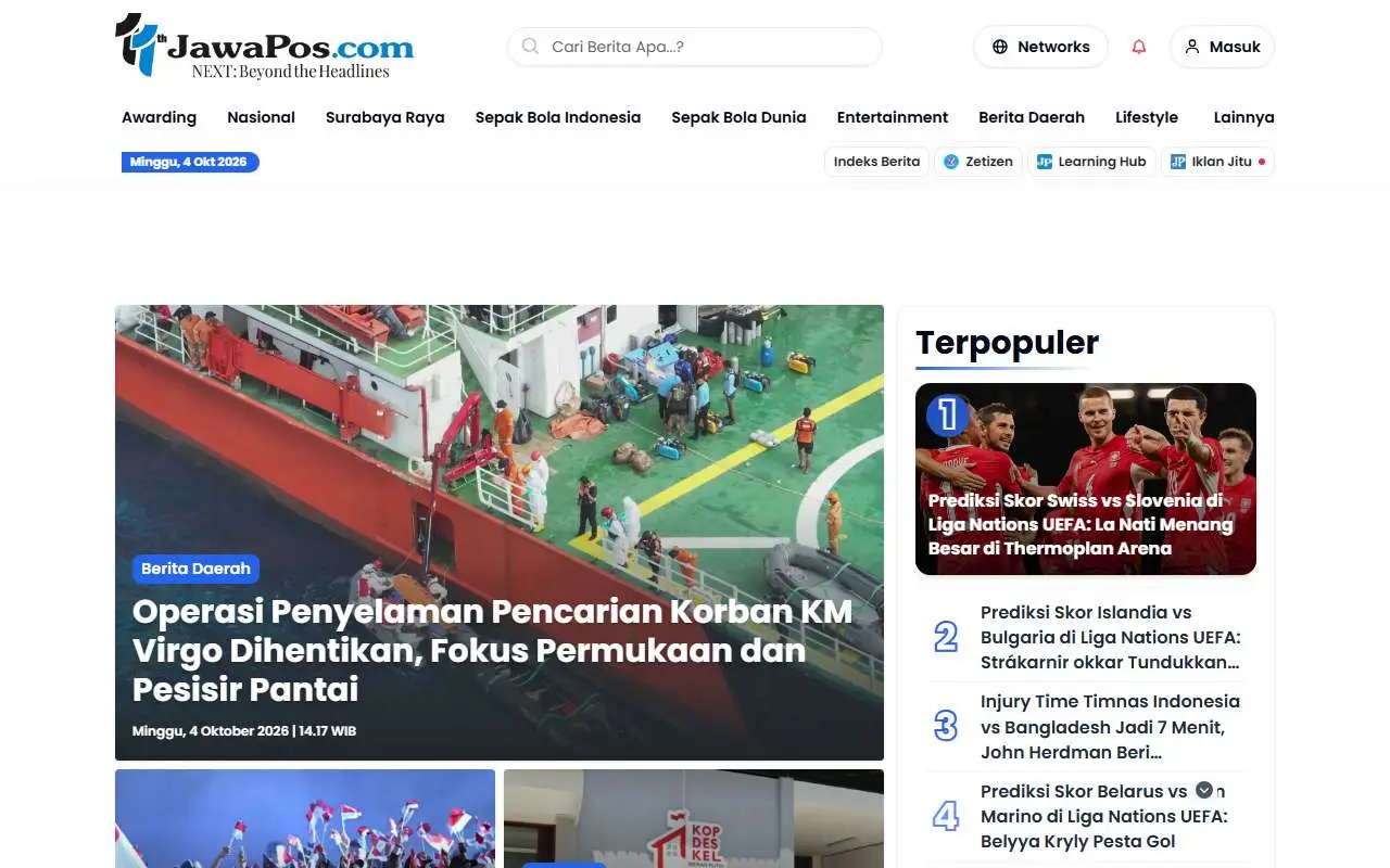 Tampilan website resmi Jawa Pos (jawapos.com)