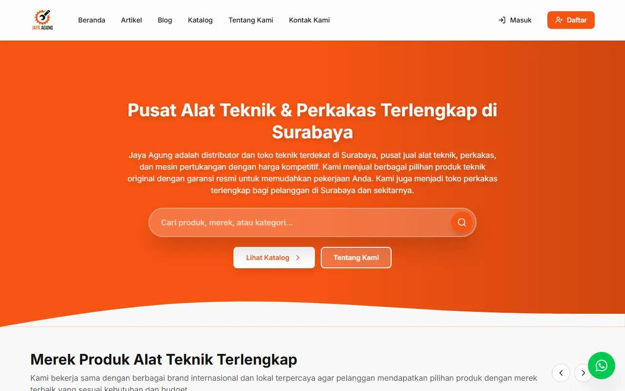 Tampilan website resmi Jaya Agung (jayaagung.id)
