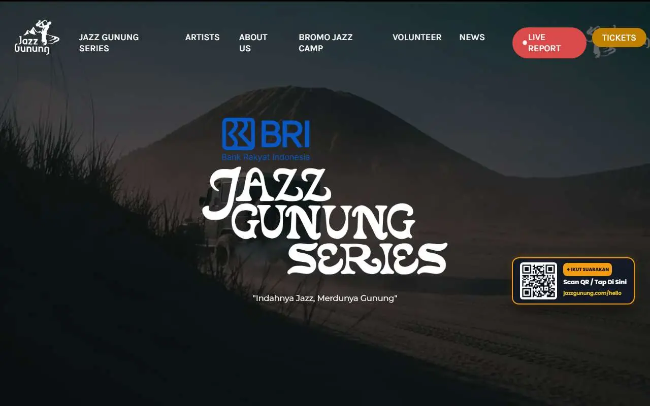 Tampilan website resmi Jazz Gunung Indonesia (jazzgunung.com)