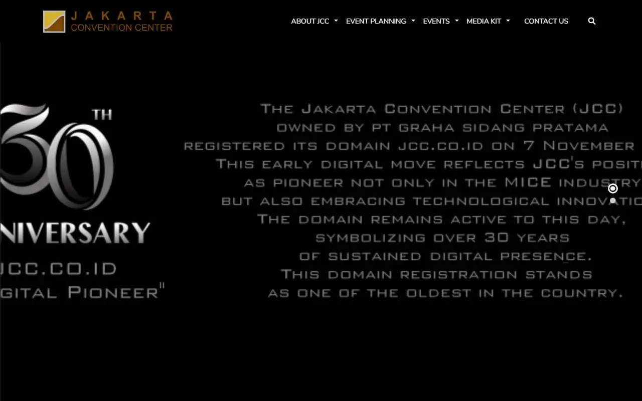 Tampilan website resmi Jakarta Convention Center (jcc.co.id)