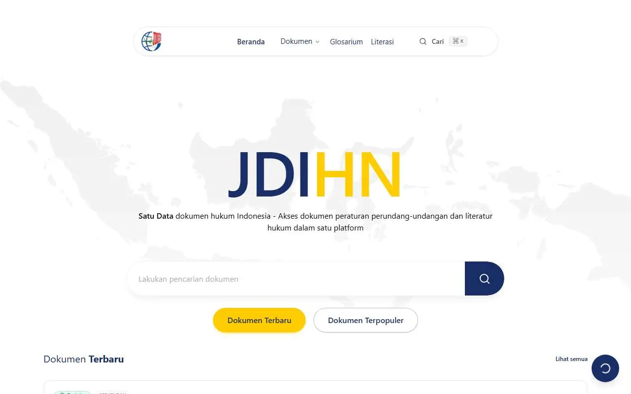 Tampilan website resmi JDIH Nasional (jdihn.go.id)