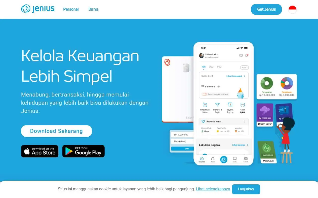 Tampilan website resmi Jenius (jenius.com)
