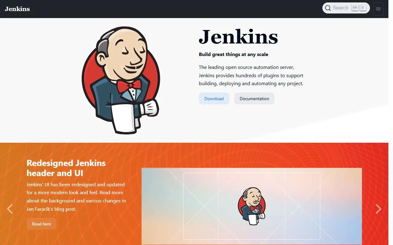 Tampilan website resmi Jenkins (jenkins.io)