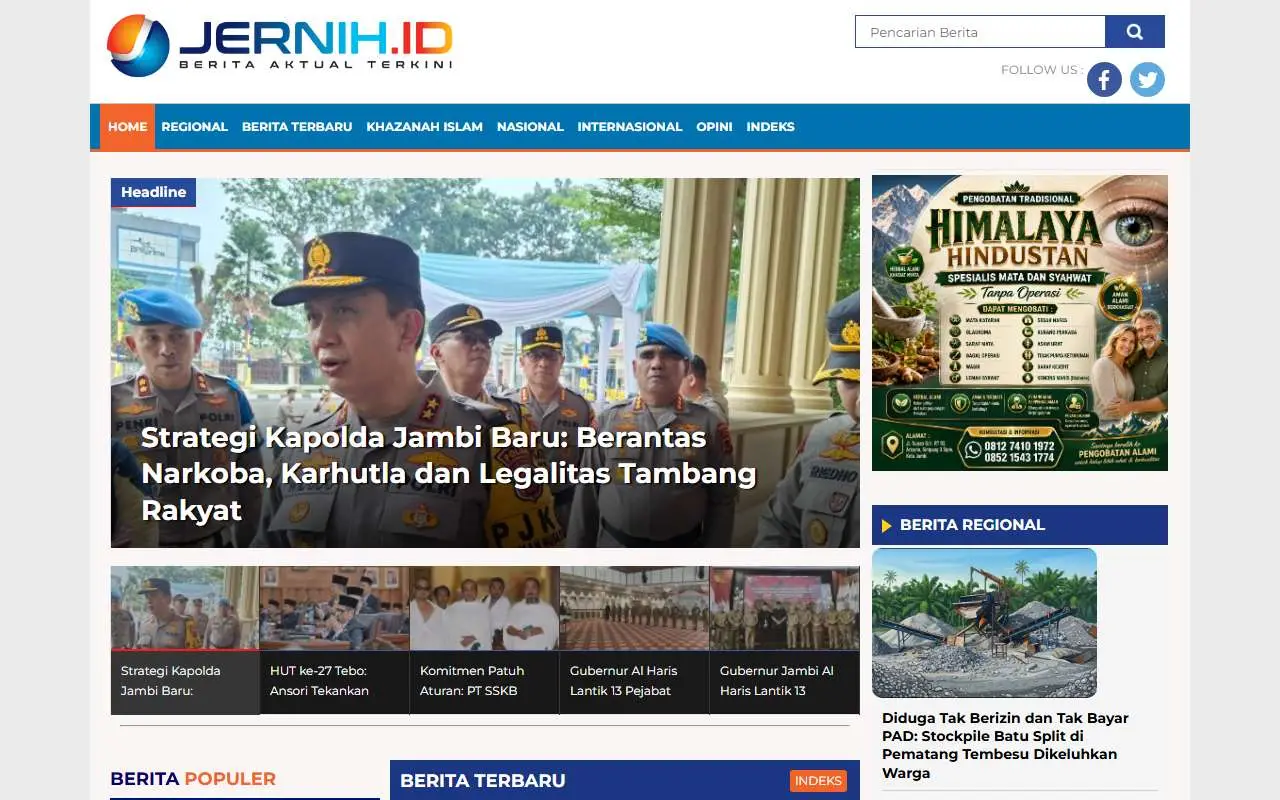 Tampilan website resmi Jernih (jernih.id)