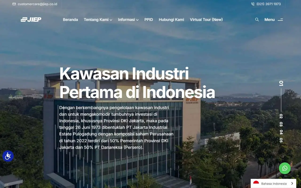 Tampilan website resmi Jakarta Industrial Estate Pulogadung (jiep.co.id)
