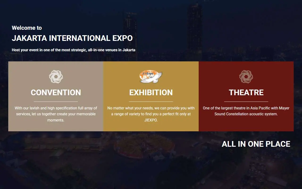 Tampilan website resmi Jakarta International Expo (jiexpo.com)