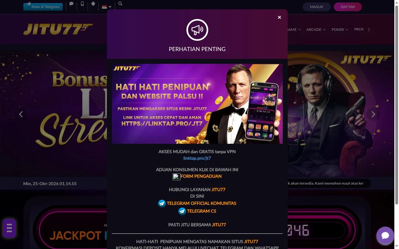 Tampilan website resmi Jitu77 (linktap.pro)