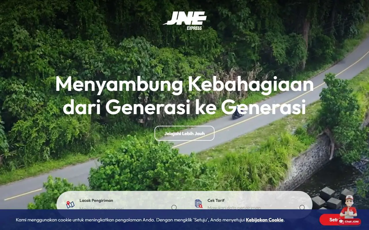 Tampilan website resmi JNE (jne.co.id)