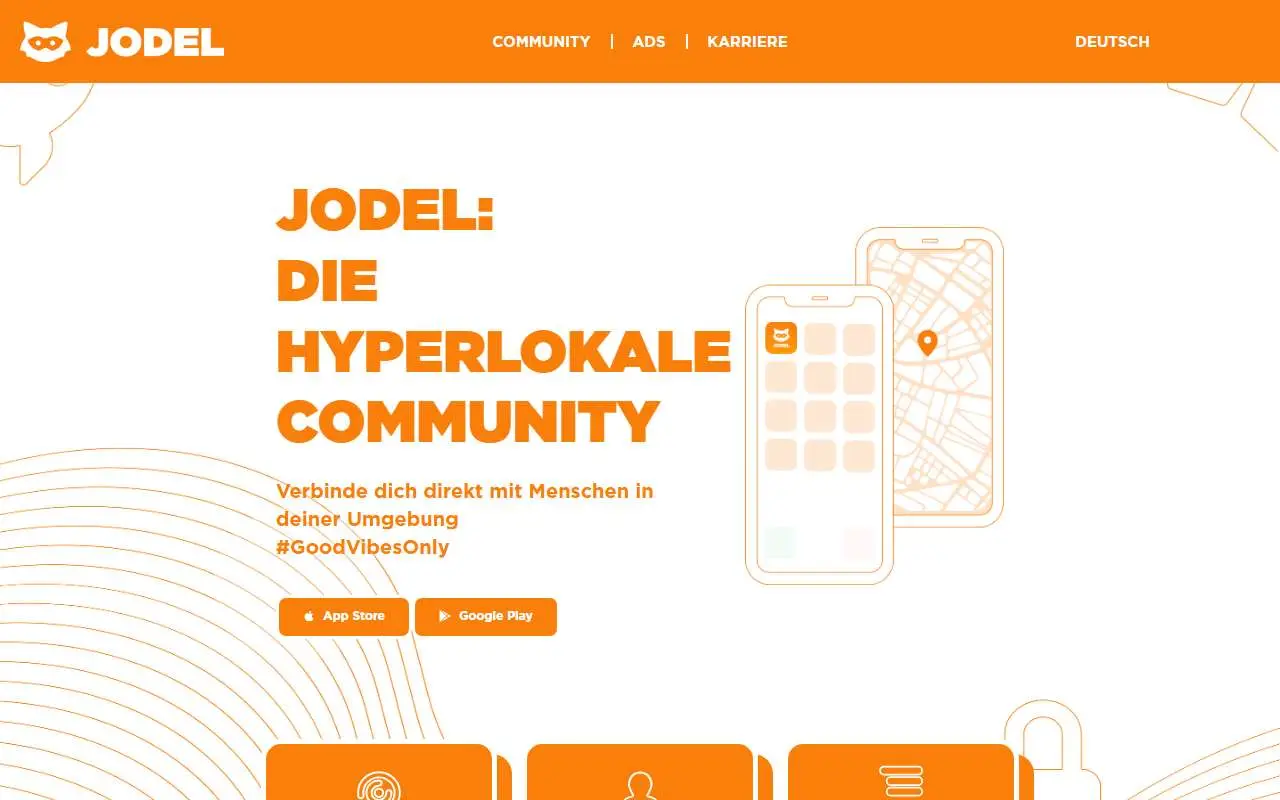 Tampilan website resmi Jodel (jodel.com)