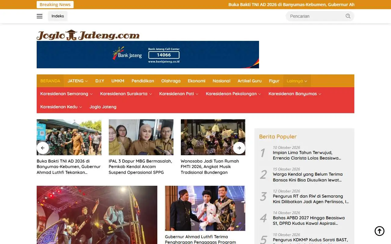 Tampilan website resmi Joglo Jateng (joglojateng.com)