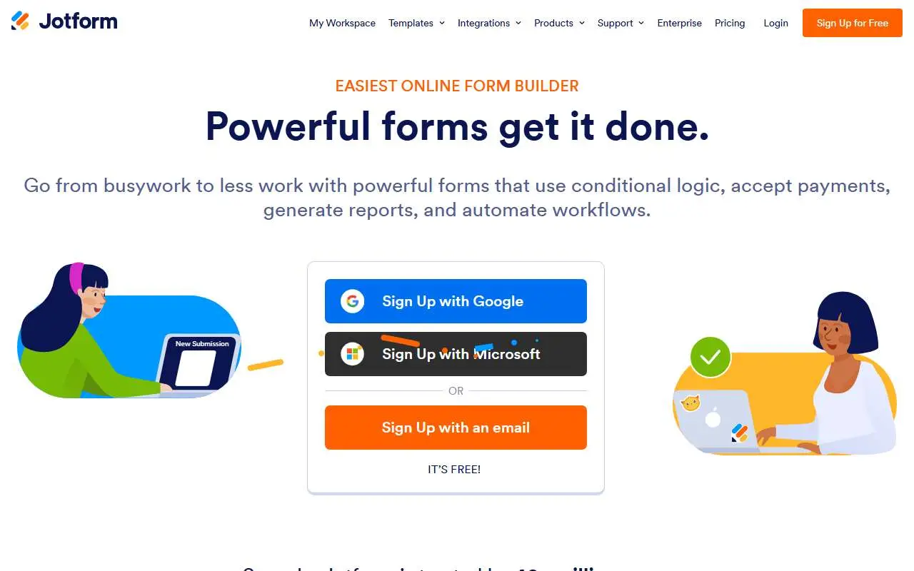 Tampilan website resmi Jotform (jotform.com)