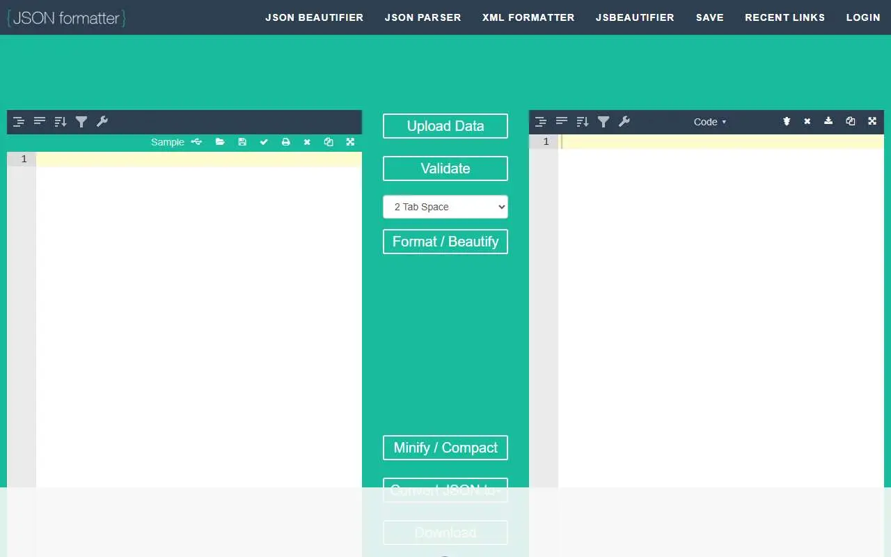 Tampilan website resmi JSON Formatter (jsonformatter.org)