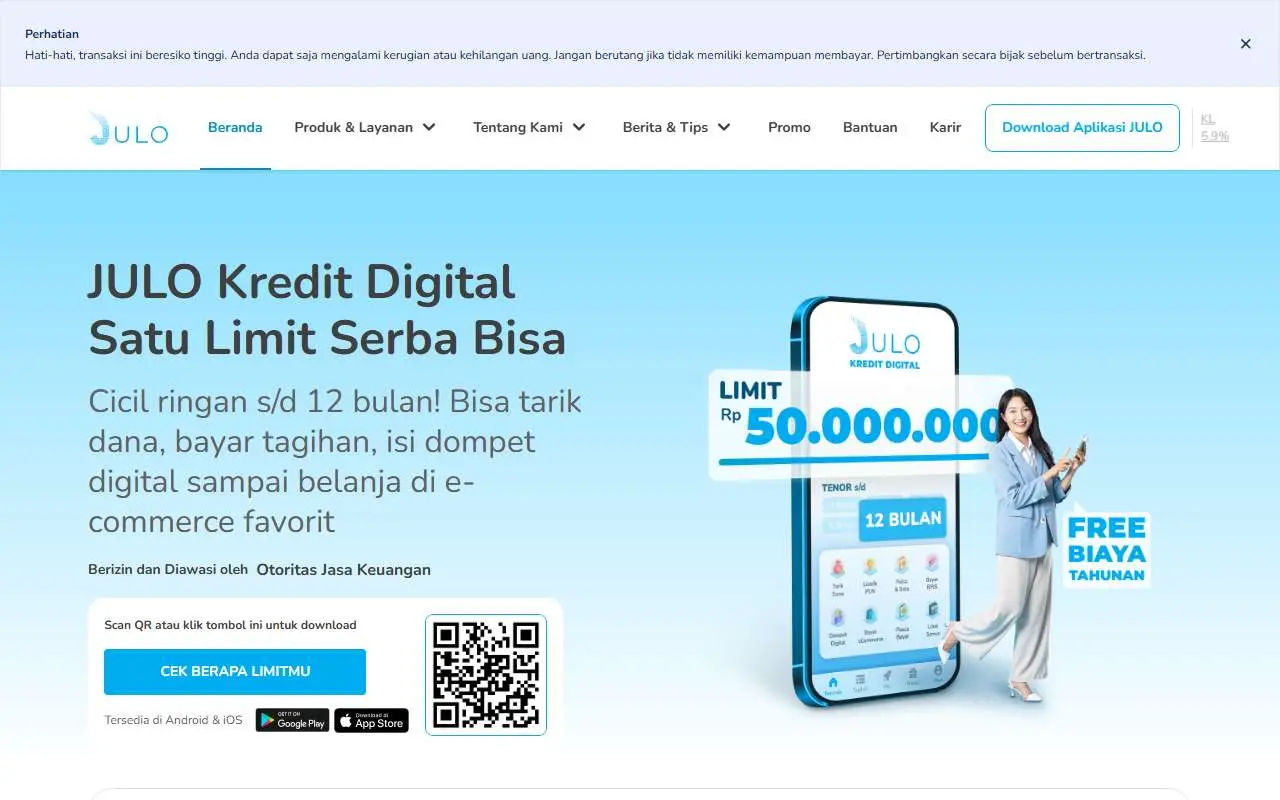 Tampilan website resmi JULO (julo.co.id)