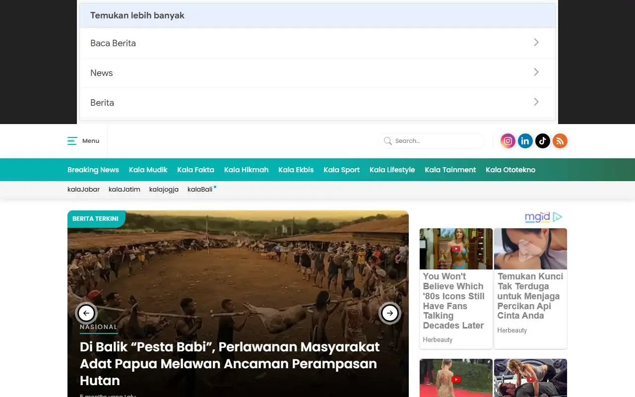 Tampilan website resmi kabarkala.com (kabarkala.com)