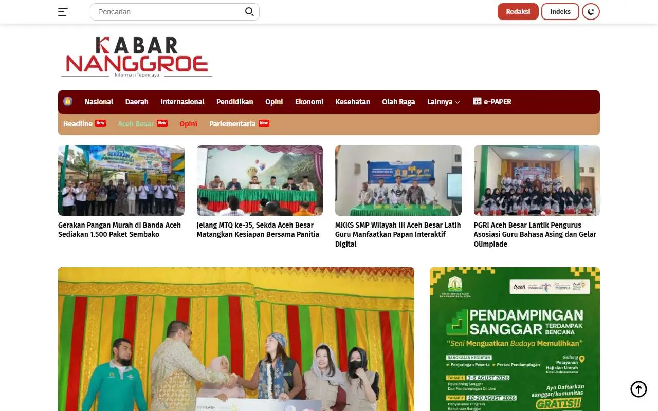 Tampilan website resmi Kabar Nanggroe (kabarnanggroe.com)