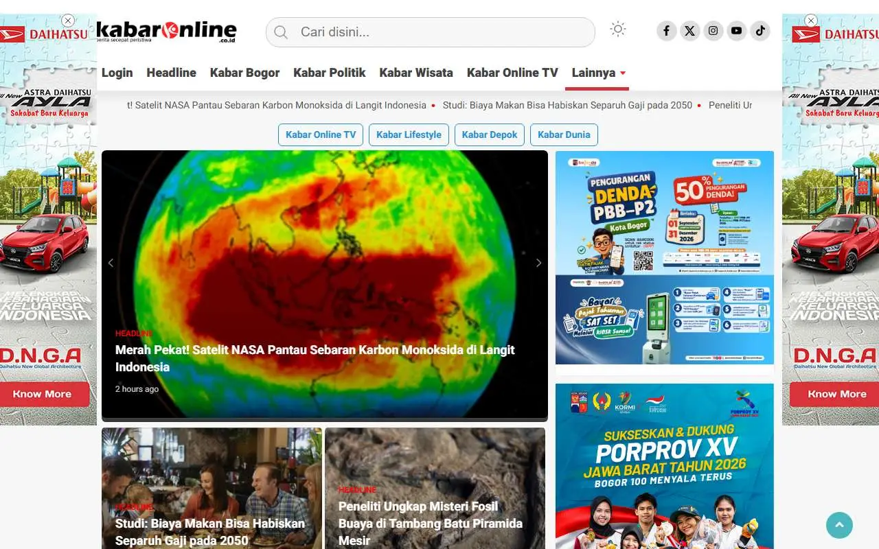 Tampilan website resmi Kabar Online (kabaronline.co.id)