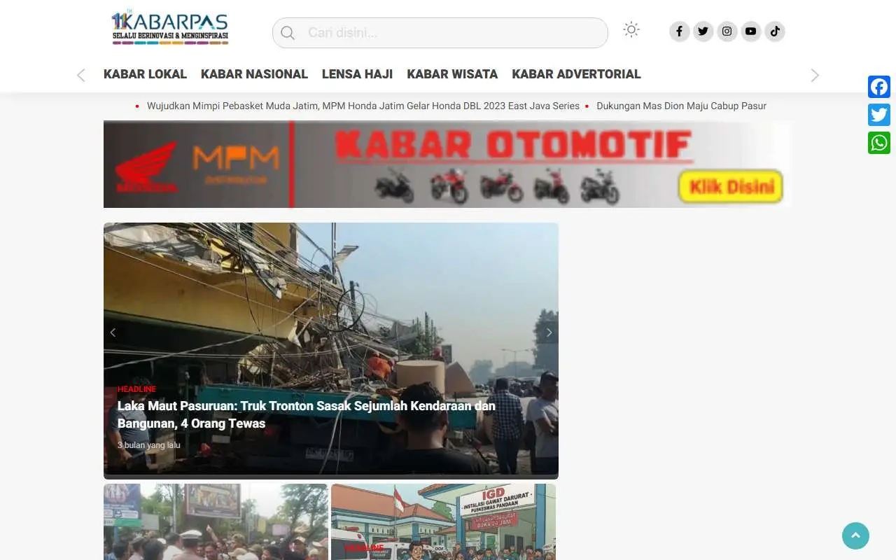 Tampilan website resmi Kabarpas (kabarpas.com)