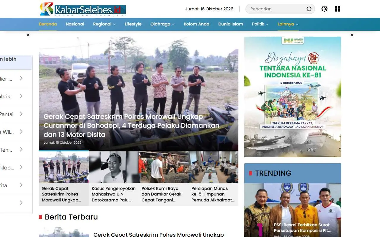 Tampilan website resmi Kabar Selebes (kabarselebes.id)