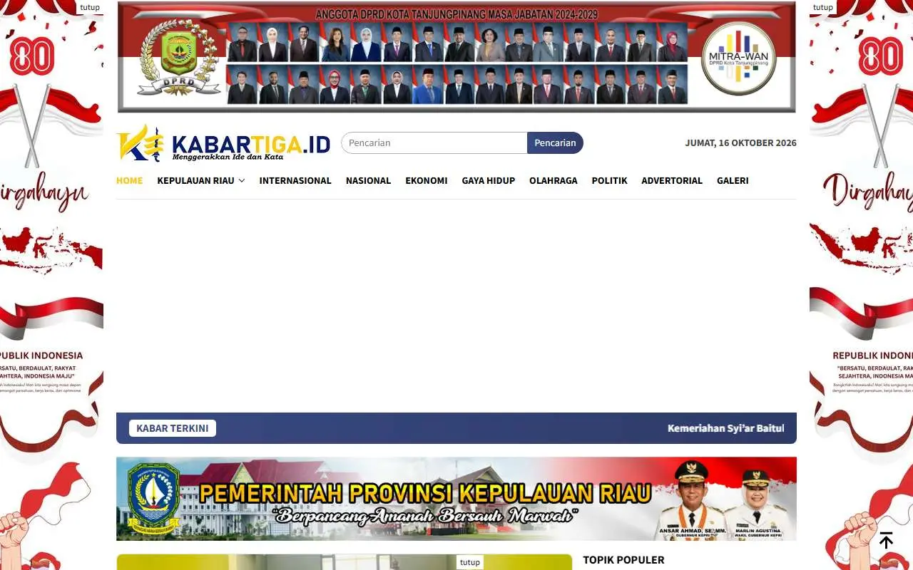 Tampilan website resmi Kabartiga (kabartiga.id)