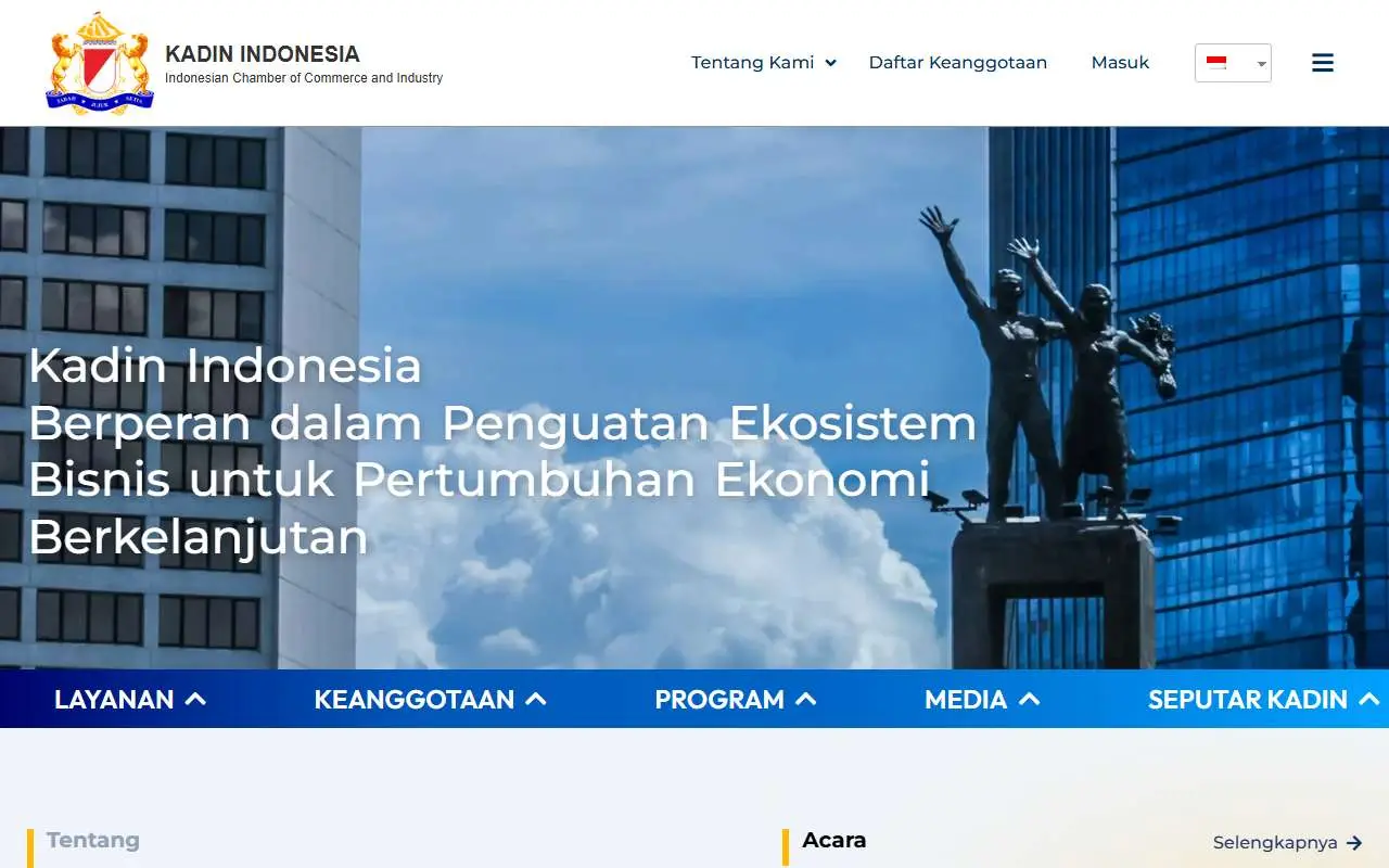 Tampilan website resmi Kadin Indonesia (kadin.id)
