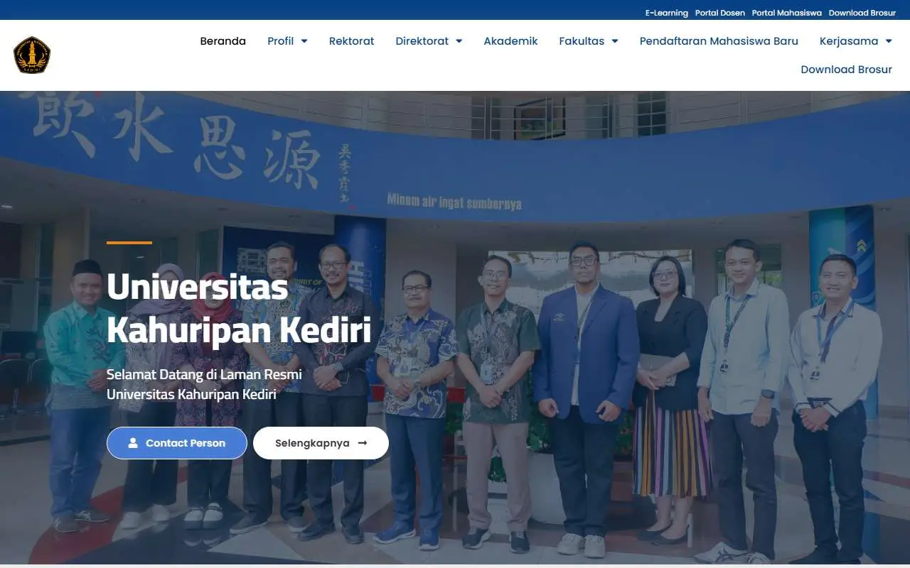 Tampilan website resmi Universitas Kahuripan (kahuripan.ac.id)