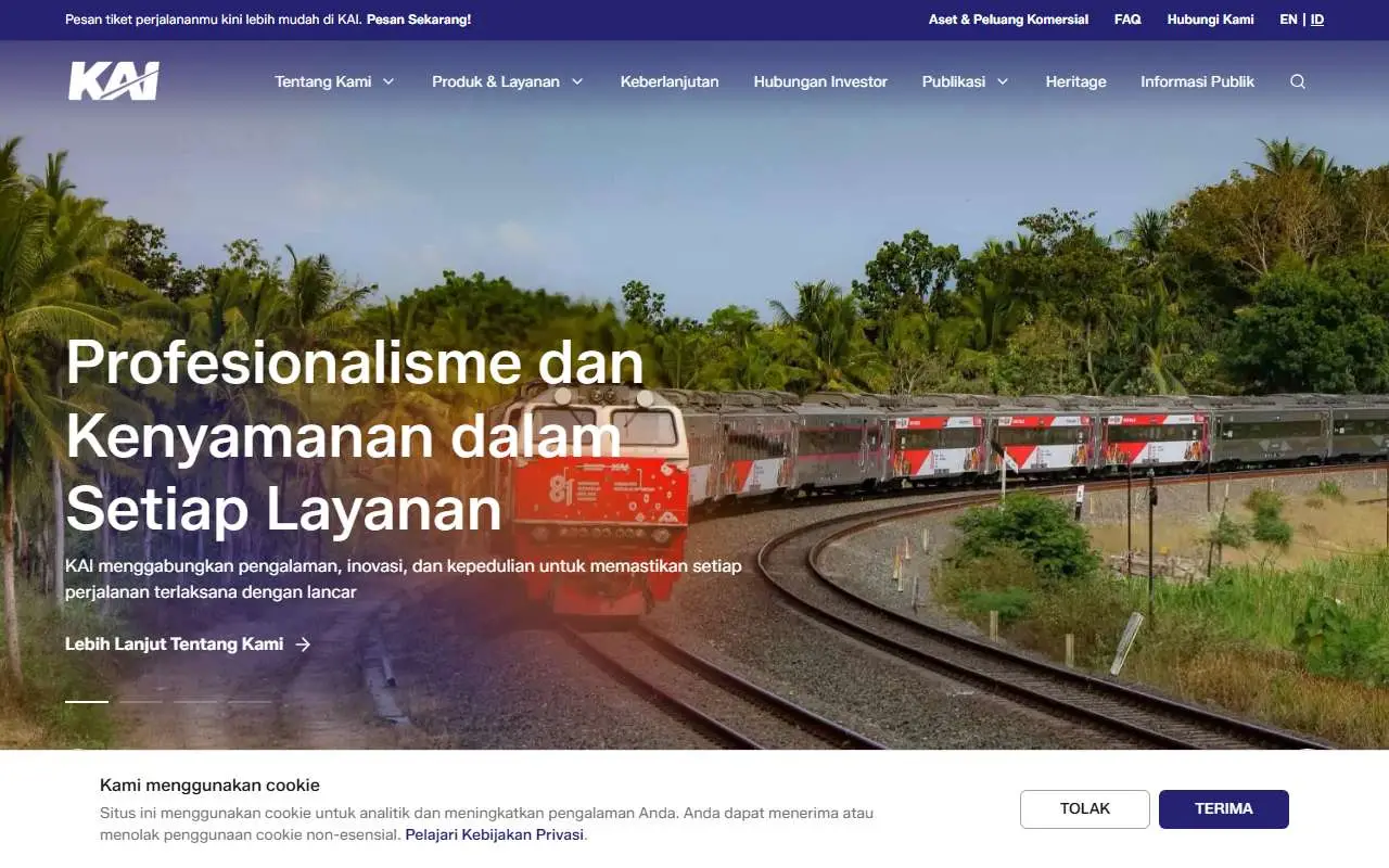 Tampilan website resmi KAI (kai.id)