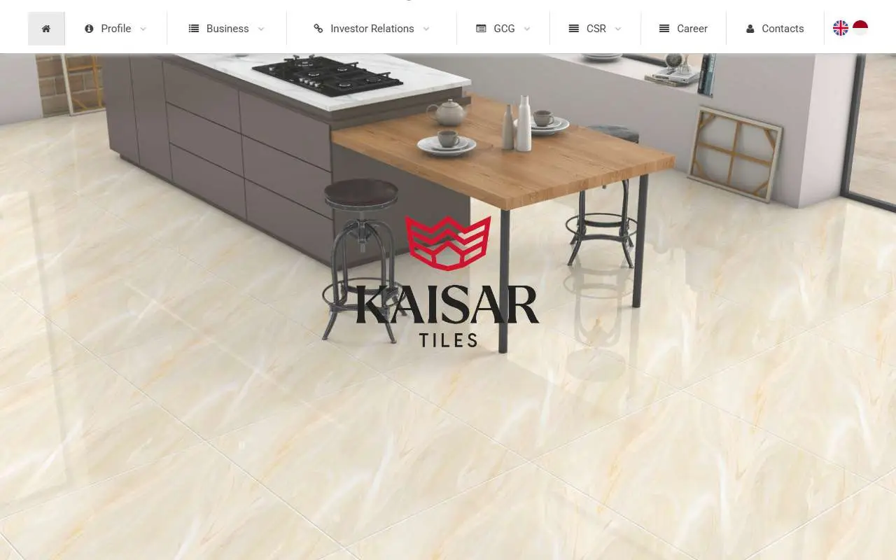 Tampilan website resmi Cahayaputra Asa Keramik (kaisar-ceramics.com)
