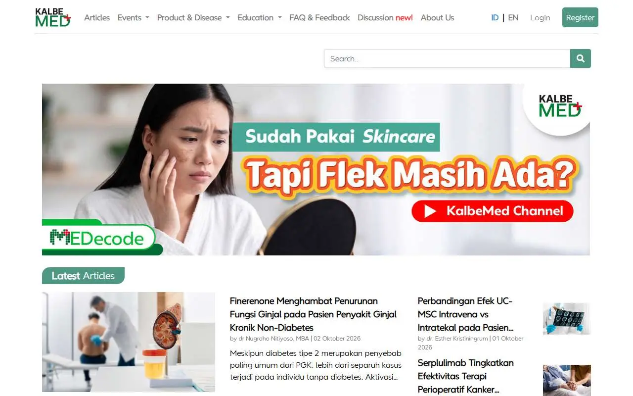 Tampilan website resmi Kalbe Medical (kalbemed.com)