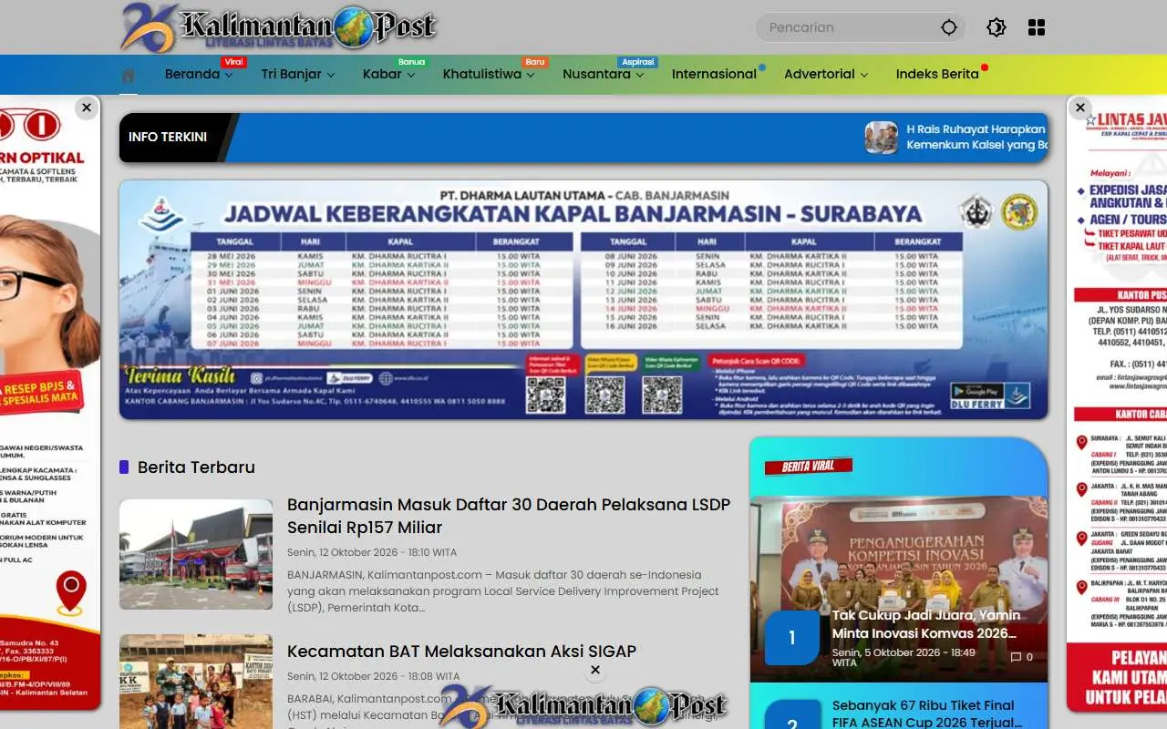 Tampilan website resmi Kalimantan Post (kalimantanpost.com)