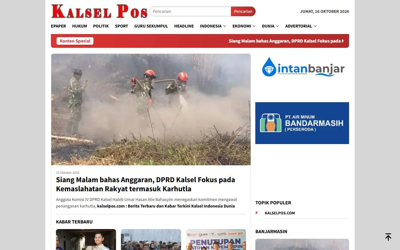 Tampilan website resmi Kalselpos (kalselpos.com)