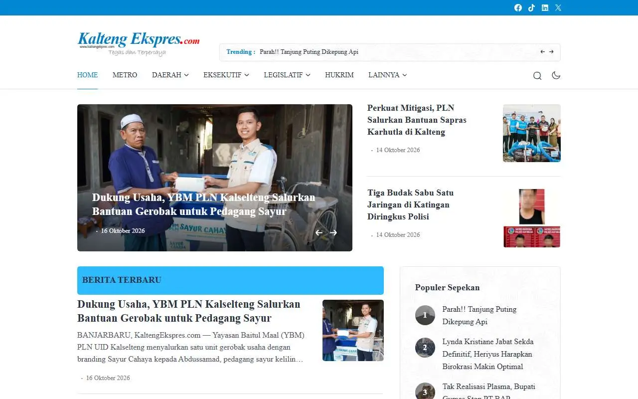 Tampilan website resmi Kalteng Ekspres (kaltengekspres.com)