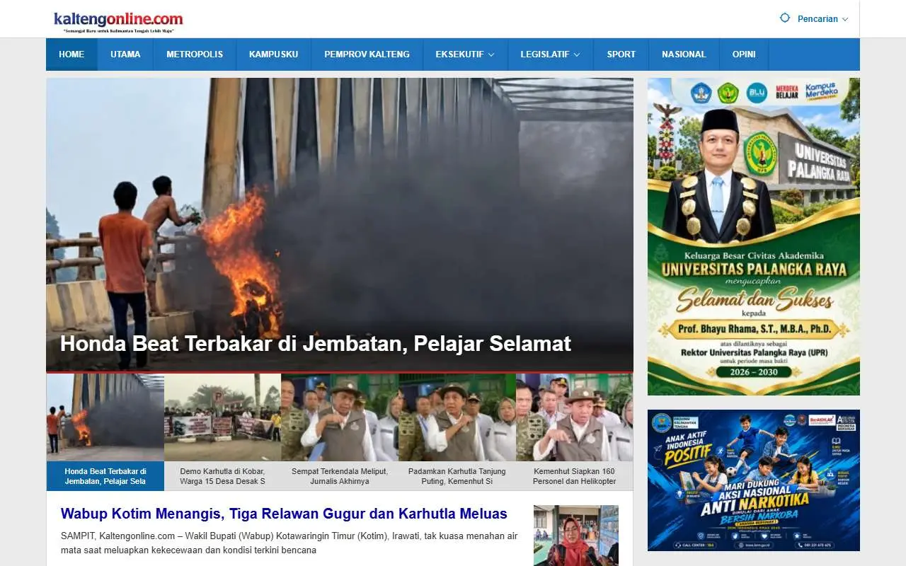 Tampilan website resmi Kalteng Online (kaltengonline.com)