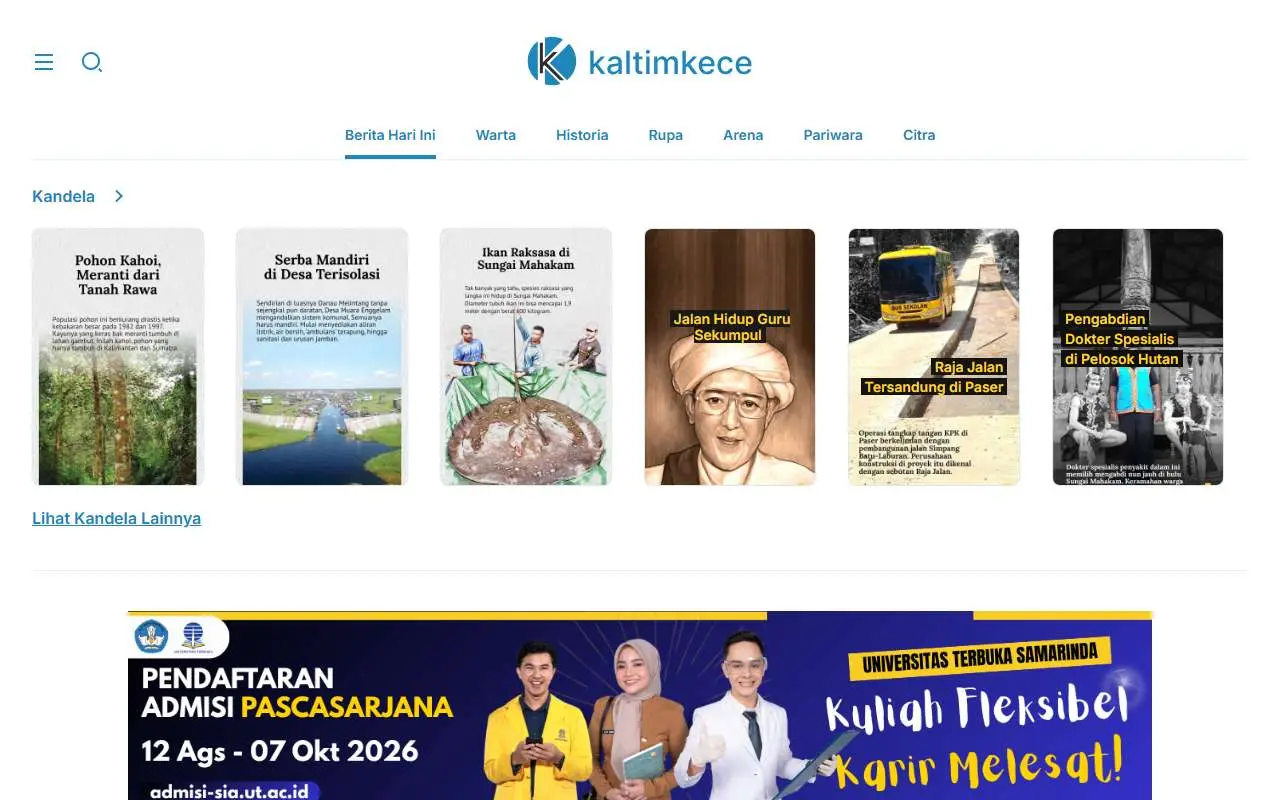 Tampilan website resmi Kaltim Kece (kaltimkece.id)