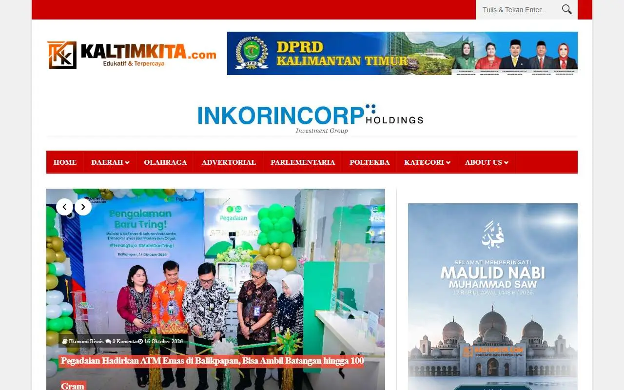 Tampilan website resmi Kaltim Kita (kaltimkita.com)